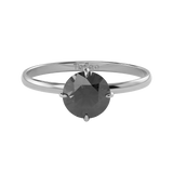 TZ Classic Silver 4-Prong Solitaire Ring with Natural Black Onyx