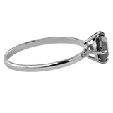 TZ Classic Silver 4-Prong Solitaire Ring with Natural Black Onyx