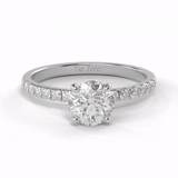 TZ Classic Pavé 4-Prong Solitaire Ring with Natural Diamond