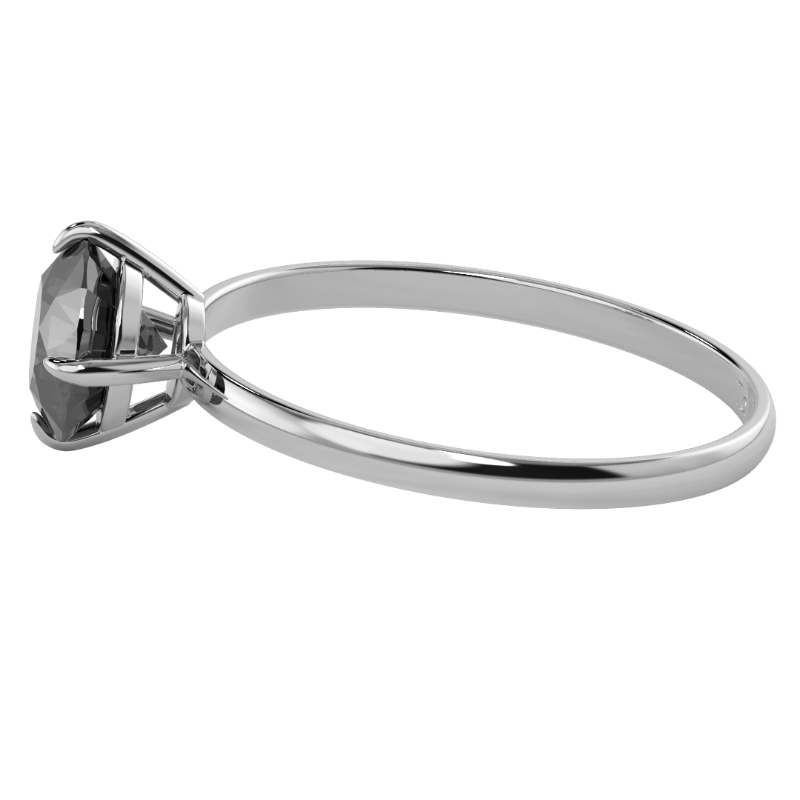 TZ Classic Silver 4-Prong Solitaire Ring with Natural Black Onyx