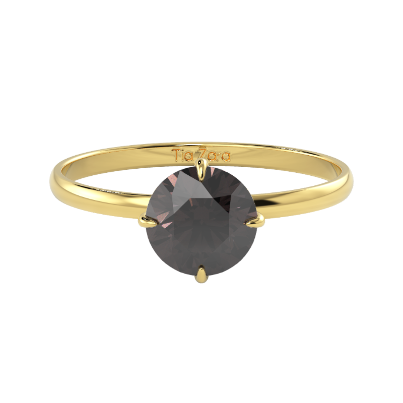 TZ Classic 4-Prong Solitaire Ring with Natural Black Onyx