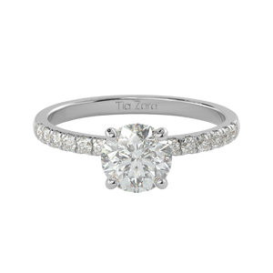 TZ Classic Pavé 4-Prong Solitaire Ring with Natural Diamond
