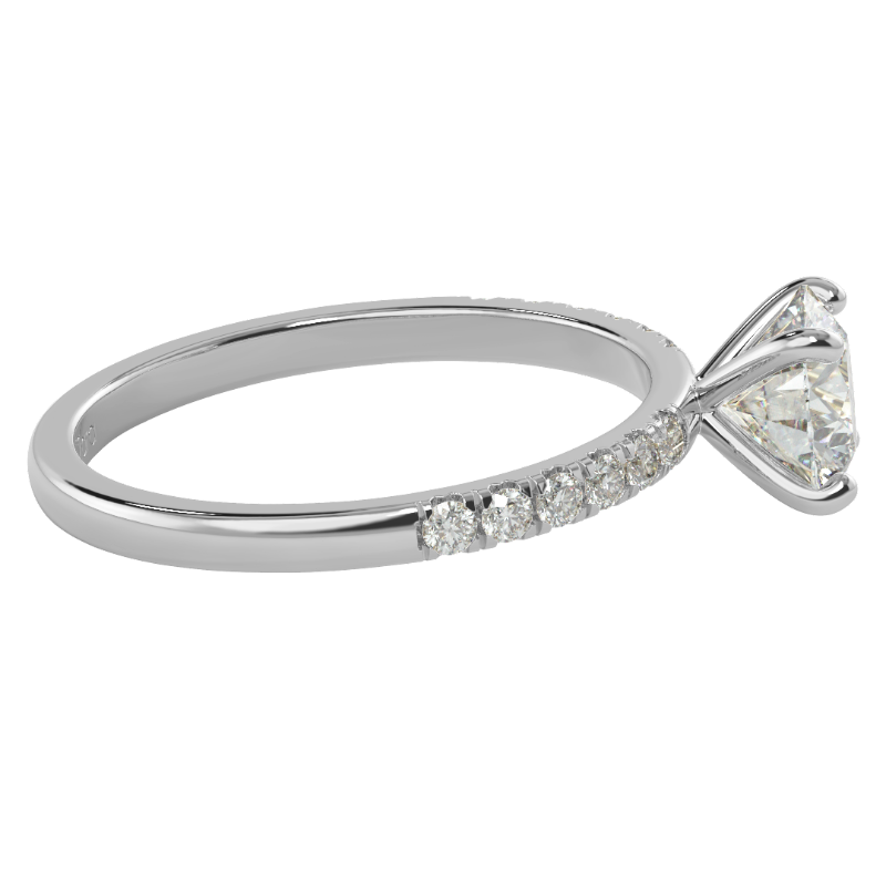 TZ Classic Pavé 4-Prong Solitaire Ring with Natural Diamond