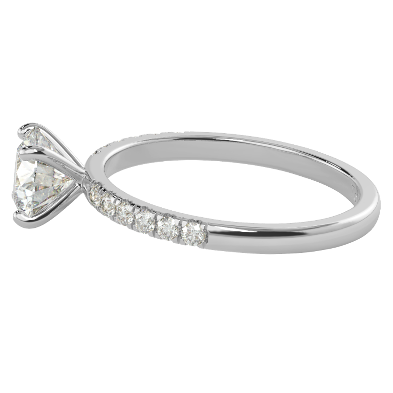 TZ Classic Pavé 4-Prong Solitaire Ring with Natural Diamond