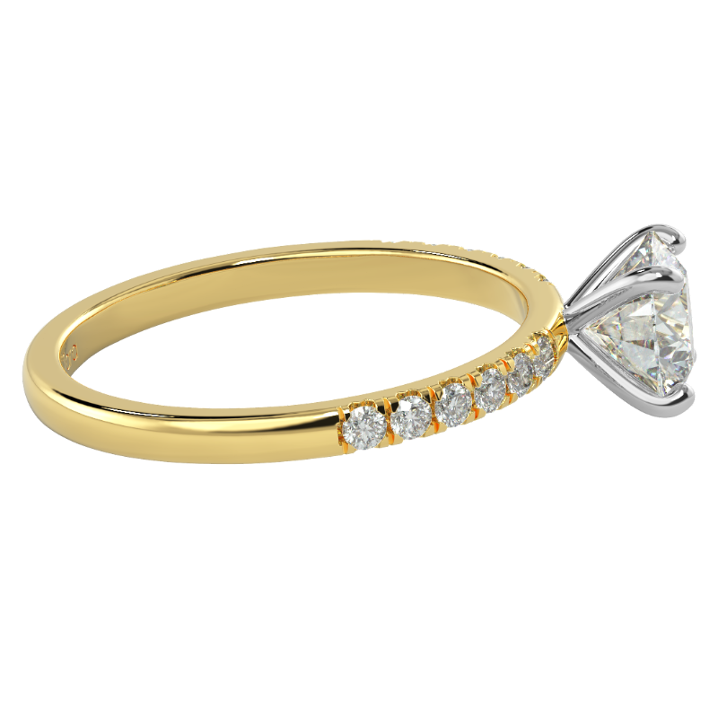 TZ Classic Pavé 4-Prong Solitaire Ring with Natural Diamond