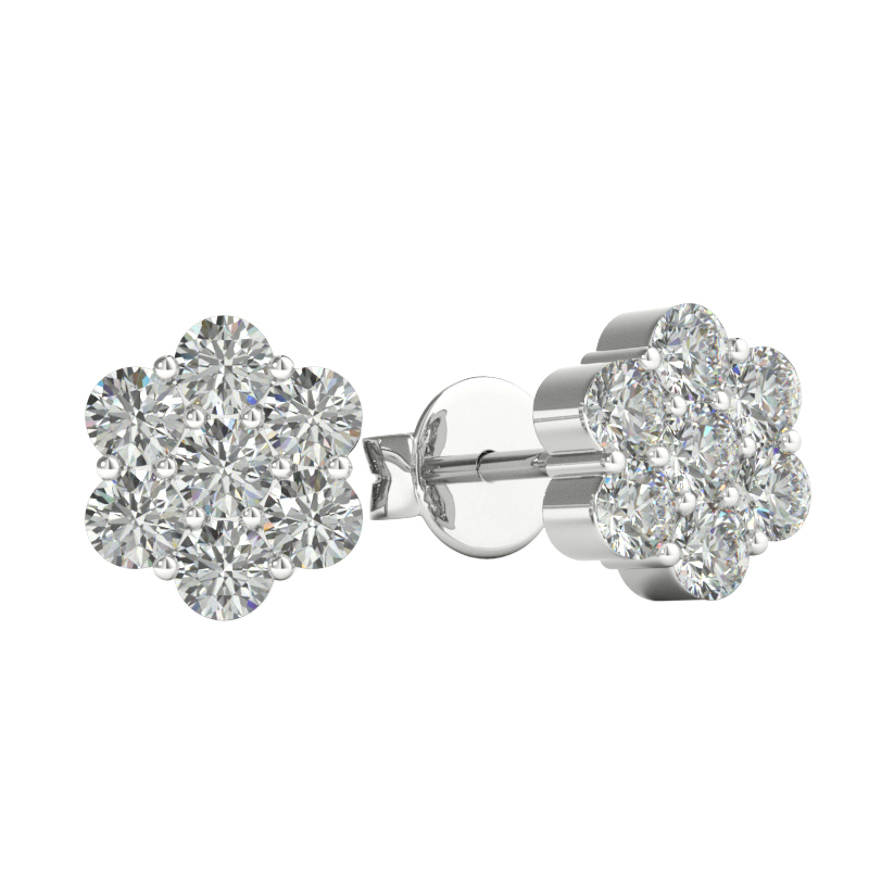 Zara 18k White Gold Plated Stud Earrings with Round Cut Crystals